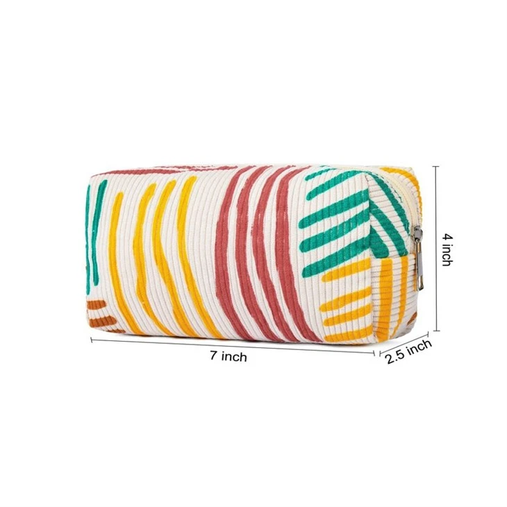 Portable Cute Stripe Corduroy Makeup Bag