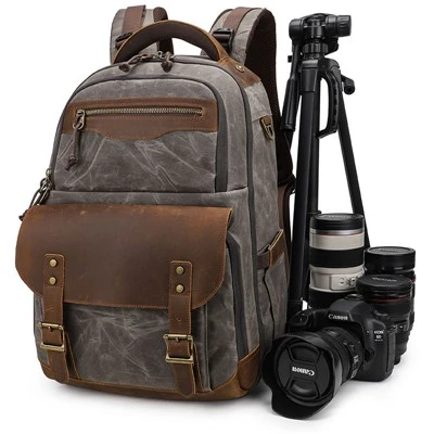 Professional Waxed Kanvas Kamera Bag Backpack